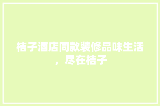 桔子酒店同款装修品味生活，尽在桔子