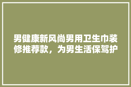 男健康新风尚男用卫生巾装修推荐款，为男生活保驾护航