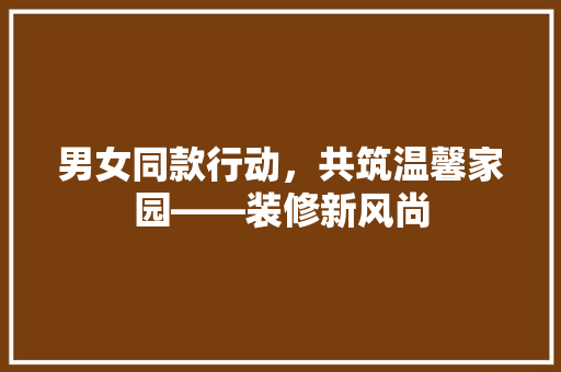 男女同款行动，共筑温馨家园——装修新风尚