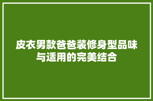 皮衣男款爸爸装修身型品味与适用的完美结合