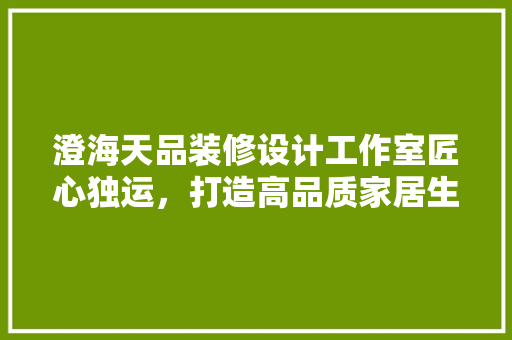 澄海天品装修设计工作室匠心独运，打造高品质家居生活
