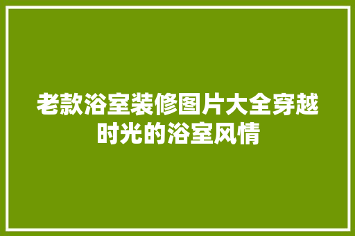 老款浴室装修图片大全穿越时光的浴室风情