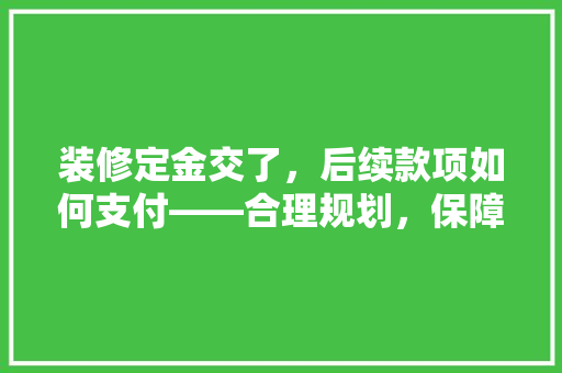 装修定金交了，后续款项如何支付——合理规划，保障双方权益