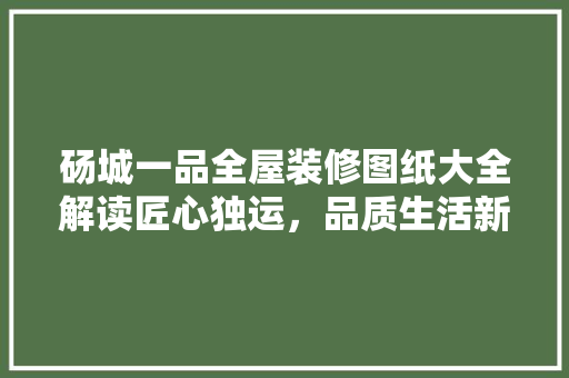 砀城一品全屋装修图纸大全解读匠心独运，品质生活新篇章