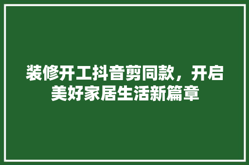 装修开工抖音剪同款，开启美好家居生活新篇章