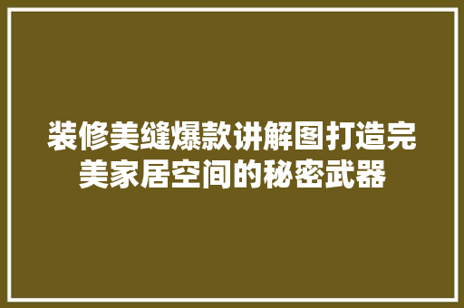 装修美缝爆款讲解图打造完美家居空间的秘密武器