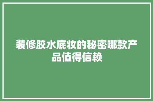 装修胶水底妆的秘密哪款产品值得信赖