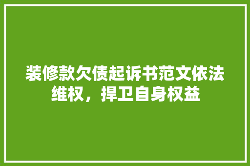 装修款欠债起诉书范文依法维权，捍卫自身权益