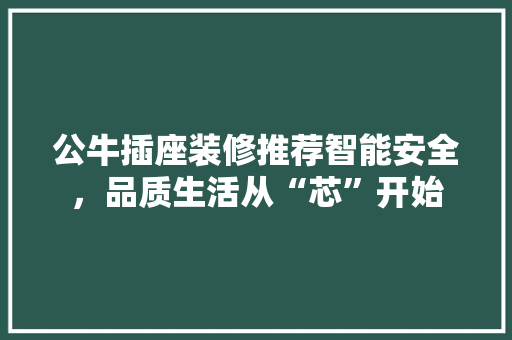 公牛插座装修推荐智能安全，品质生活从“芯”开始