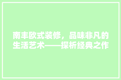 南丰欧式装修，品味非凡的生活艺术——探析经典之作