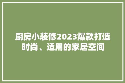 厨房小装修2023爆款打造时尚、适用的家居空间