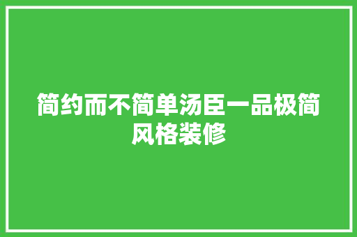 简约而不简单汤臣一品极简风格装修