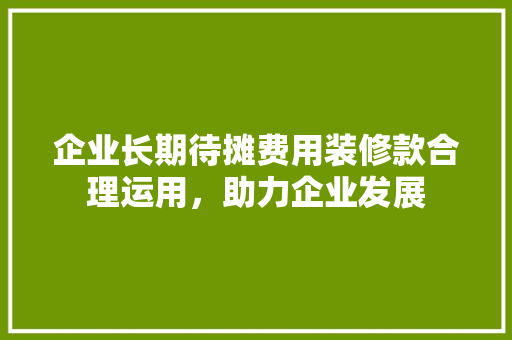 企业长期待摊费用装修款合理运用，助力企业发展