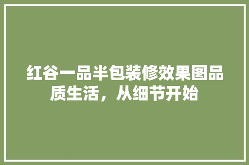 红谷一品半包装修效果图品质生活，从细节开始