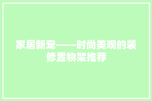 家居新宠——时尚美观的装修置物架推荐