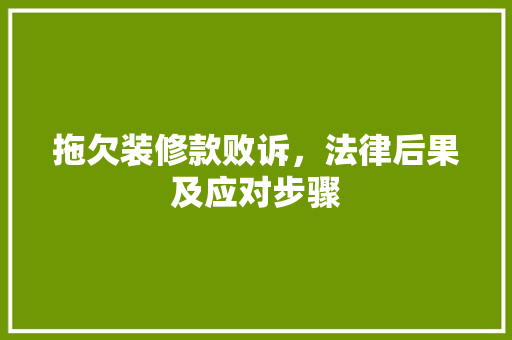 拖欠装修款败诉，法律后果及应对步骤