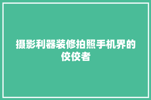 摄影利器装修拍照手机界的佼佼者