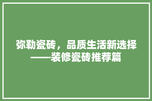 弥勒瓷砖，品质生活新选择——装修瓷砖推荐篇