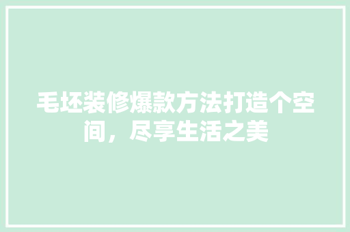 毛坯装修爆款方法打造个空间，尽享生活之美