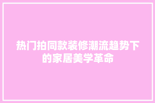 热门拍同款装修潮流趋势下的家居美学革命