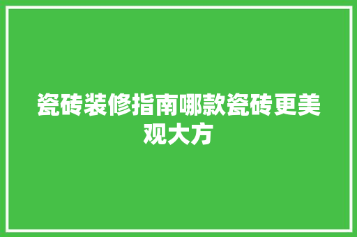 瓷砖装修指南哪款瓷砖更美观大方