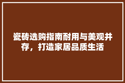 瓷砖选购指南耐用与美观并存，打造家居品质生活