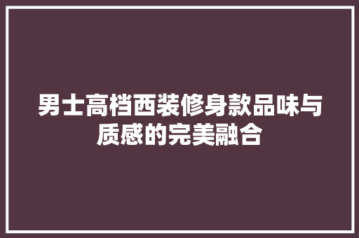 男士高档西装修身款品味与质感的完美融合  第1张
