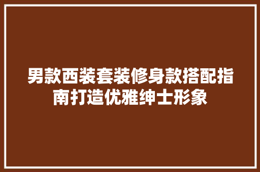 男款西装套装修身款搭配指南打造优雅绅士形象