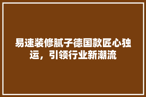 易速装修腻子德国款匠心独运，引领行业新潮流