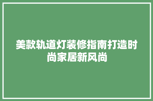 美款轨道灯装修指南打造时尚家居新风尚  第1张