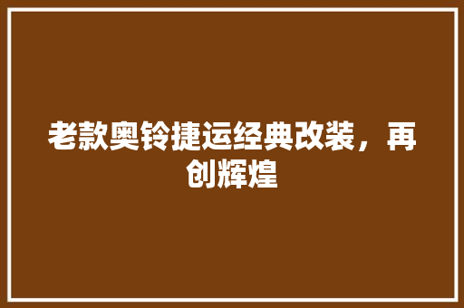 老款奥铃捷运经典改装，再创辉煌