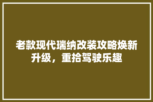 老款现代瑞纳改装攻略焕新升级，重拾驾驶乐趣