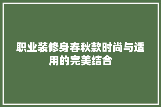 职业装修身春秋款时尚与适用的完美结合