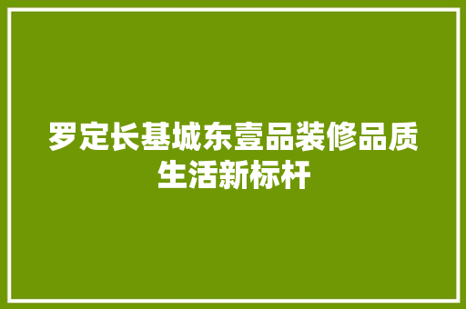 罗定长基城东壹品装修品质生活新标杆