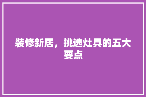 装修新居，挑选灶具的五大要点