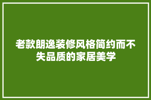 老款朗逸装修风格简约而不失品质的家居美学