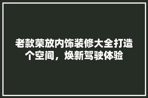 老款荣放内饰装修大全打造个空间，焕新驾驶体验