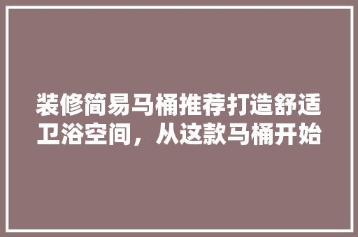 装修简易马桶推荐打造舒适卫浴空间，从这款马桶开始