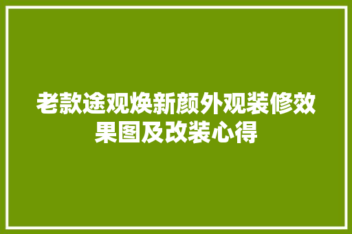 老款途观焕新颜外观装修效果图及改装心得
