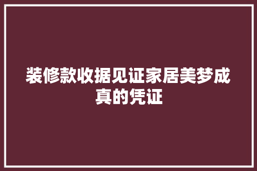 装修款收据见证家居美梦成真的凭证