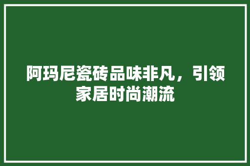 阿玛尼瓷砖品味非凡，引领家居时尚潮流