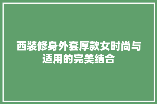 西装修身外套厚款女时尚与适用的完美结合