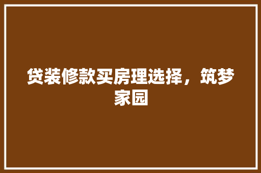 贷装修款买房理选择，筑梦家园