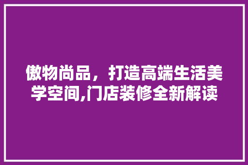 傲物尚品，打造高端生活美学空间,门店装修全新解读