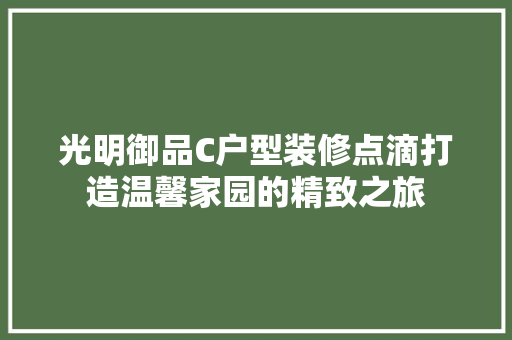 光明御品C户型装修点滴打造温馨家园的精致之旅
