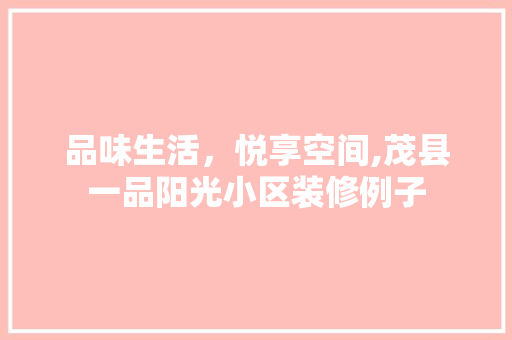品味生活，悦享空间,茂县一品阳光小区装修例子