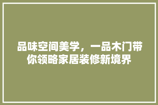 品味空间美学，一品木门带你领略家居装修新境界