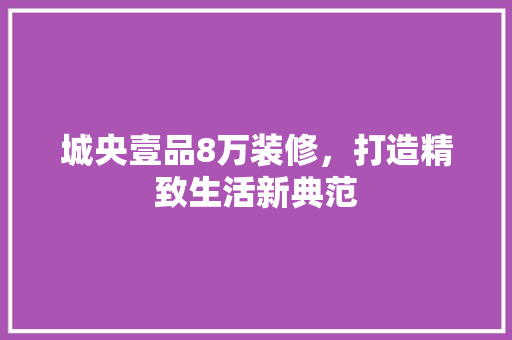 城央壹品8万装修，打造精致生活新典范