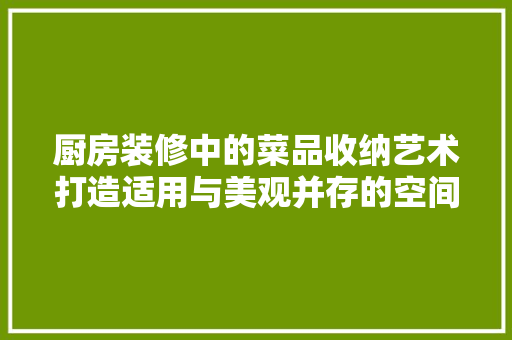 厨房装修中的菜品收纳艺术打造适用与美观并存的空间