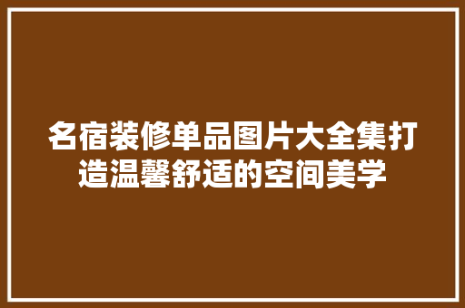 名宿装修单品图片大全集打造温馨舒适的空间美学